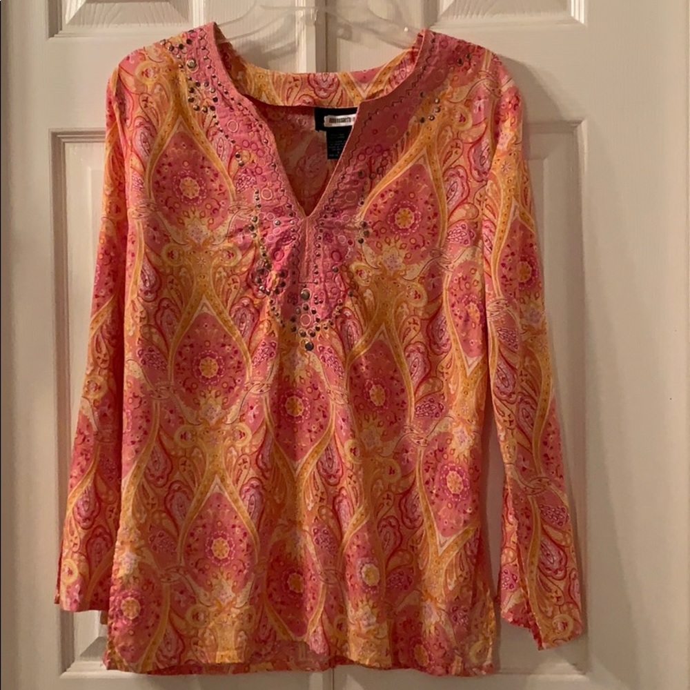 **SOLD**. Linen blouse (coral/pink)